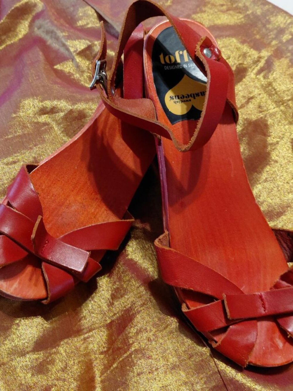 Swedish Hasbeens Red Papillon Sandal Clog
